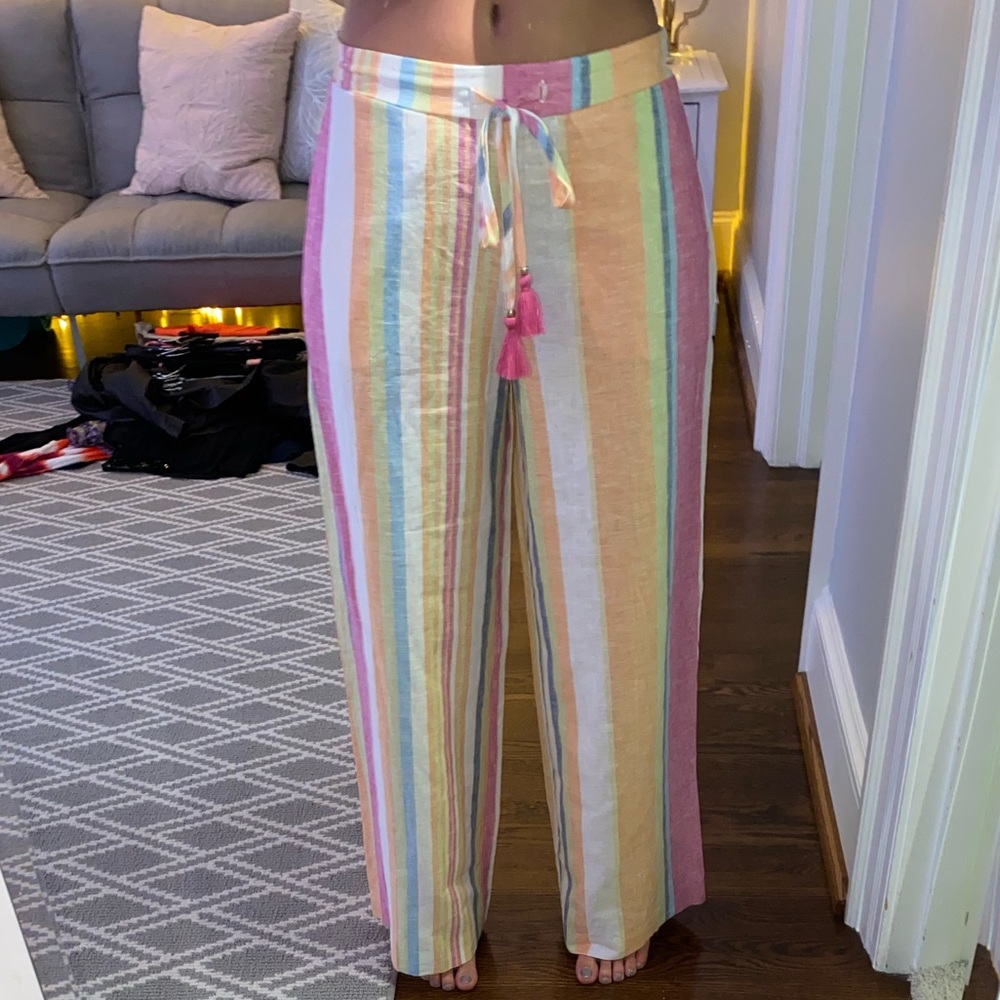 Versona Colorful Striped Loose Flare Pants NWT